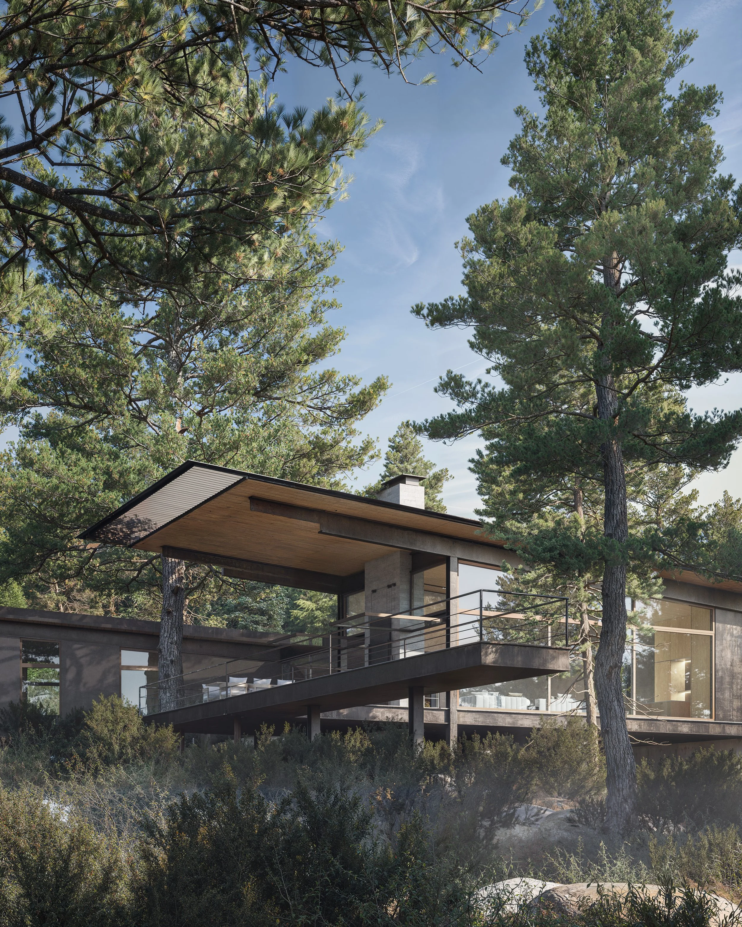 Modern cabin exterior view